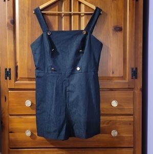 Miss Selfridge Blue Romper w/ Silver Buttons Sz 12